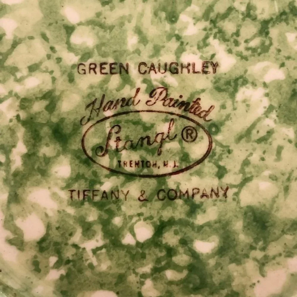 TIFFANY & CO STANGL Spongeware Hand Painted Green Caughley Plate Green  …